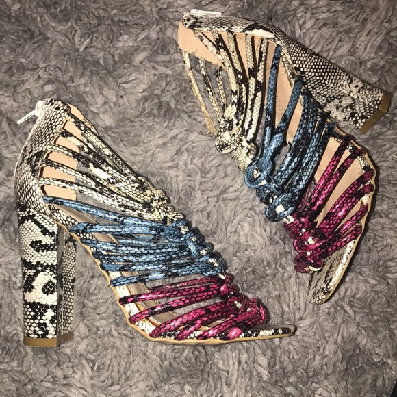multicolor snake print sandals